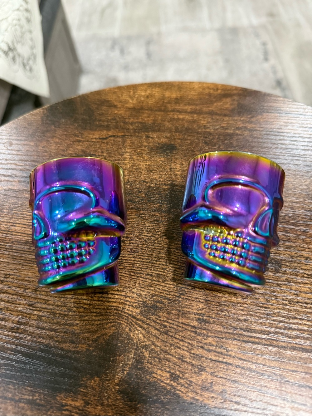 Iridescent Purple Skull Shot Glasses (2)- Home Accents